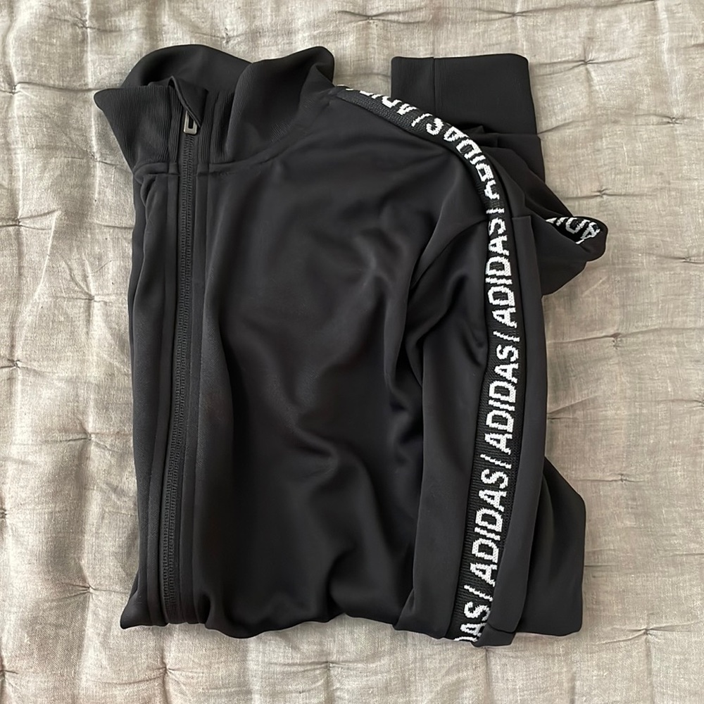 Adidas Track Suit, black, Adidas print down arms & legs as pictured.